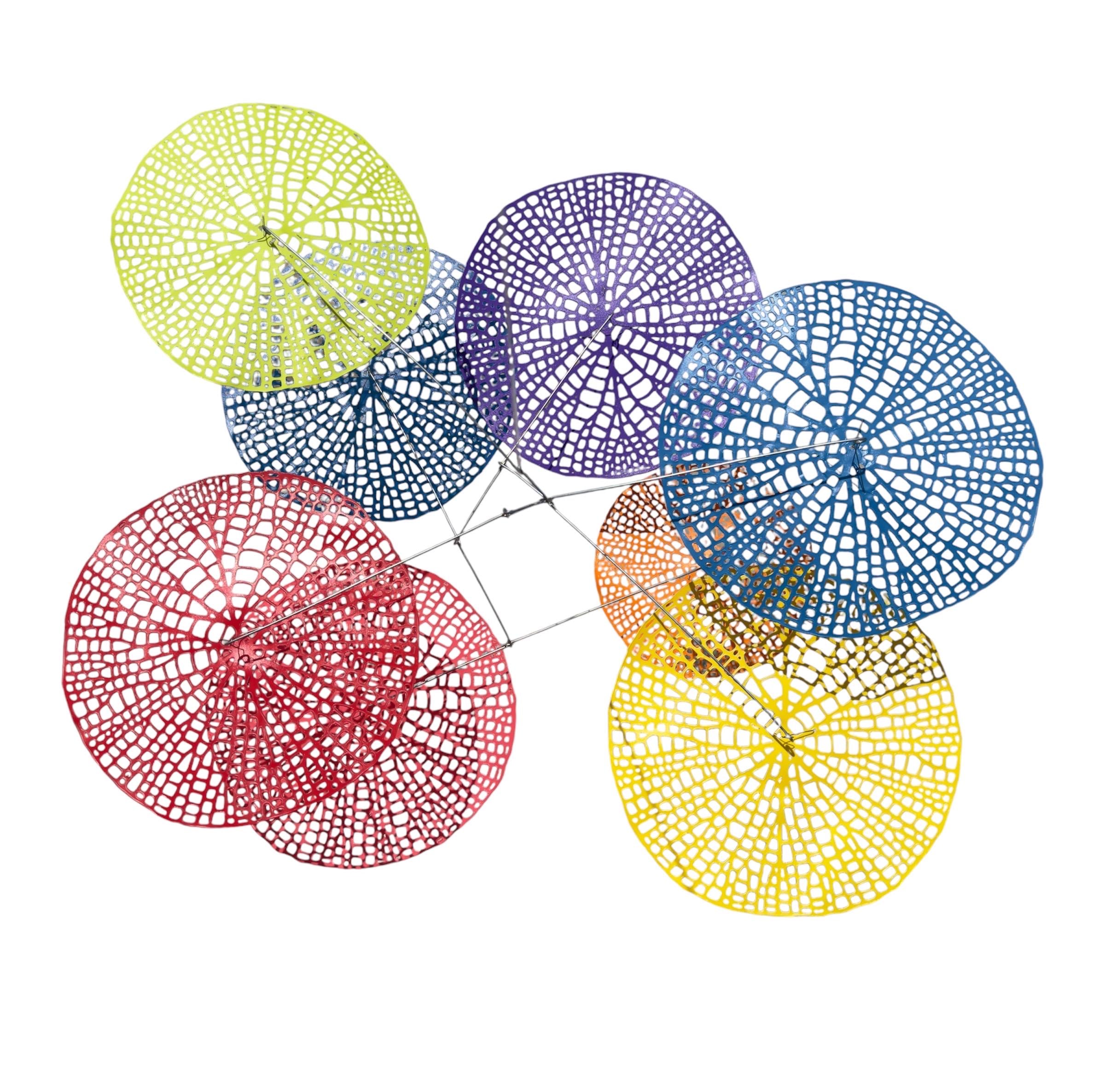 Modern Hanging Mobile Art Kirigami Plastic  Colorful Kinetic Sculpture 24 x 8 inches