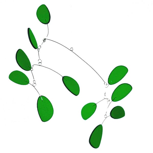 Modern Hanging Mobile Art Green Lightweight  Mini Kinetic Sculpture 14 x9