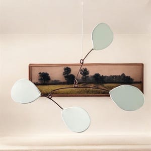 Modern Hanging Mobile Art Baby Blue Lightweight Kinetic Sculpture
