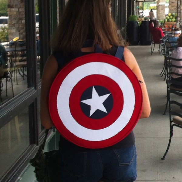 Captain America, shield round BACKPACK, adjustable straps, costume, cosplay, Marvel comics