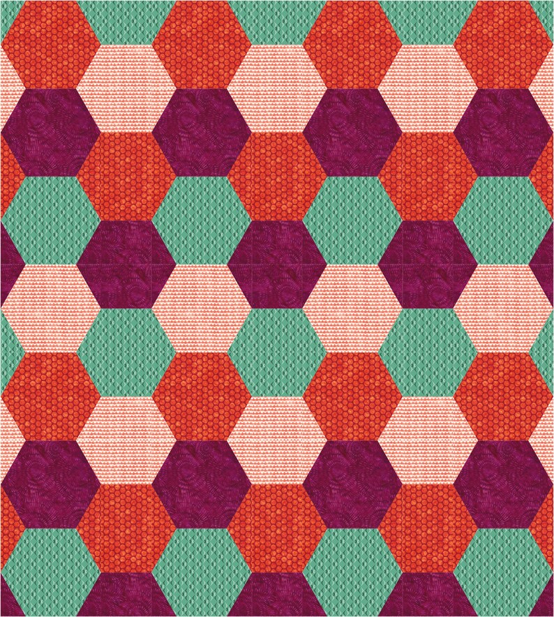 Bumble and Buzz Hexagon Quilt PATTERN Includes FIVE SIZES and Etsy