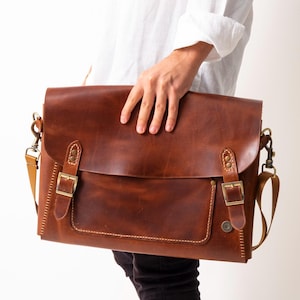 Handmade Leather Messenger bag, Cross-Body Laptop Bag, Office Handbag, Briefcase Rustic Vintage Messenger Bag for Men Women, Christmas Gifts