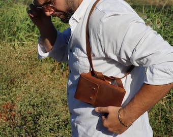Bolsa de cuero tipo pistolera, bolsa de pistolera, bolsa de viaje, bolso de hombro