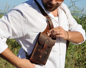 Bolsa de cuero tipo pistolera, bolsa de viaje, bolso de hombro
