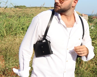 Bolsa de cuero tipo pistolera, bolsa de pistolera, bolsa de viaje, bolso de hombro