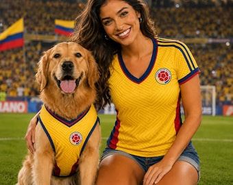 Personalized Colombia Matching Soccer Jersey Set, Custom Dog Jersey, Women’s Crop Top, Pet and Owner Game Day Gift