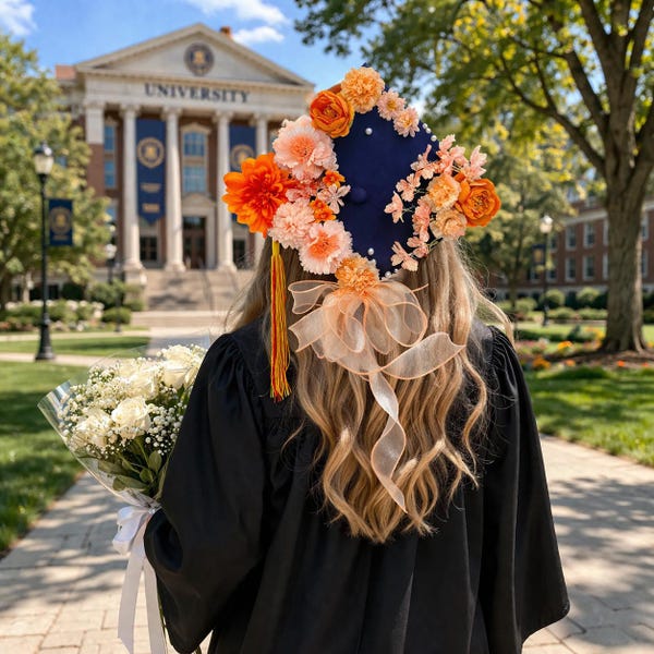 Custom Floral Graduation Cap Topper | Pastel Graduation Hat | Custom Graduation Cap Topper