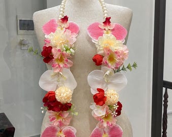 Custom Handmade Pastel Floral Mix Pearl Graduation Stole, Ribbon & Fabric Flower Lei, Custom Grad Sash, Unique Graduation Gift