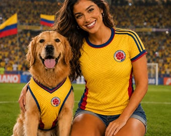 Personalized Colombia Matching Soccer Jersey Set, Custom Dog Jersey, Women’s Crop Top, Pet and Owner Game Day Gift