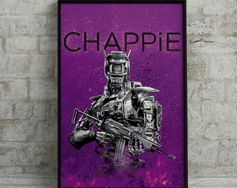 Chappie Artwork filmposter, wanddecoratie, ruimtedecoratie, canvasprint, kunst aan de muur, kunstposter, fanscollectie