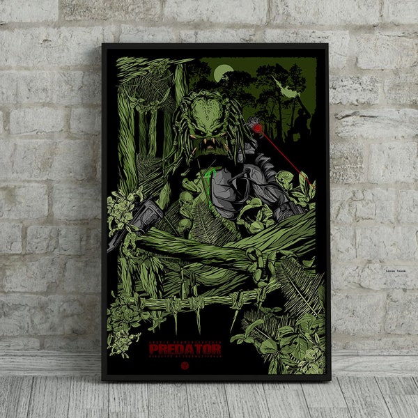 Predator Alternative Commandos Jungle extraterrestrial warrior Yautja Hish-Qu-Ten Movie Poster, Space Decoration, Canvas Print, Movie Art