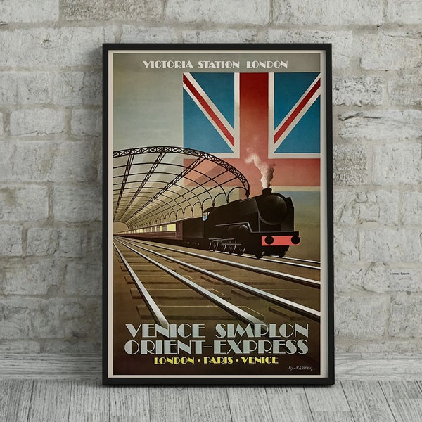 Orient-Express Victoria Station London Paris Venice Retro Vintage Travel Propaganda Artwork Poster, Canvas Print, Movie Art, Art Poster