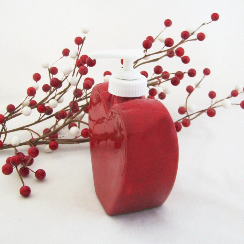 Red Valentine Heart Shaped Soap Dispenser with Pump for Bath Etsy