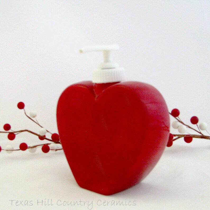 Red Valentine Heart Shaped Soap Dispenser with Pump for Bath Etsy