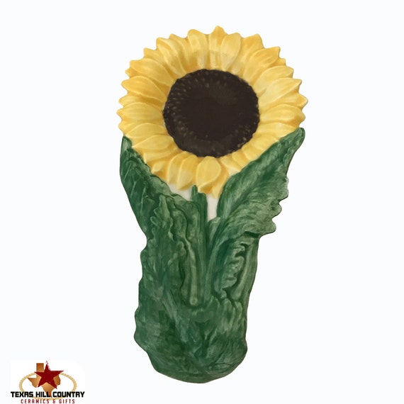 Ceramic Spoon Rest Long Yellow Sunflower Stalk Kitchen Decor Etsy