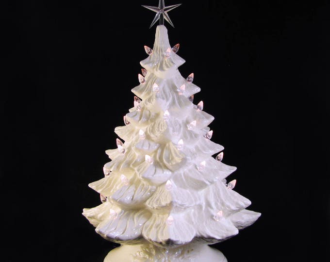White Ceramic Christmas Tree With Lights 