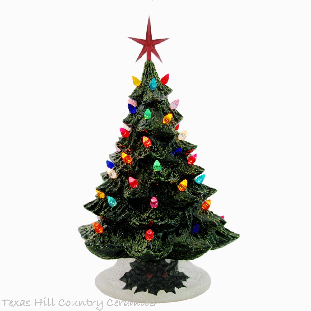 dear santa large green ceramic christmas tree 18 inch tall multi green ceramic christmas tree base