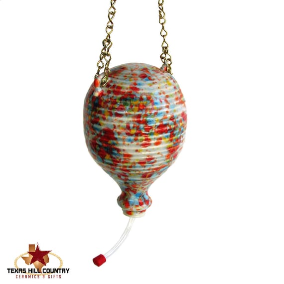 Ceramic Thrown Pottery Style Hummingbird Feeder In Bright Etsy