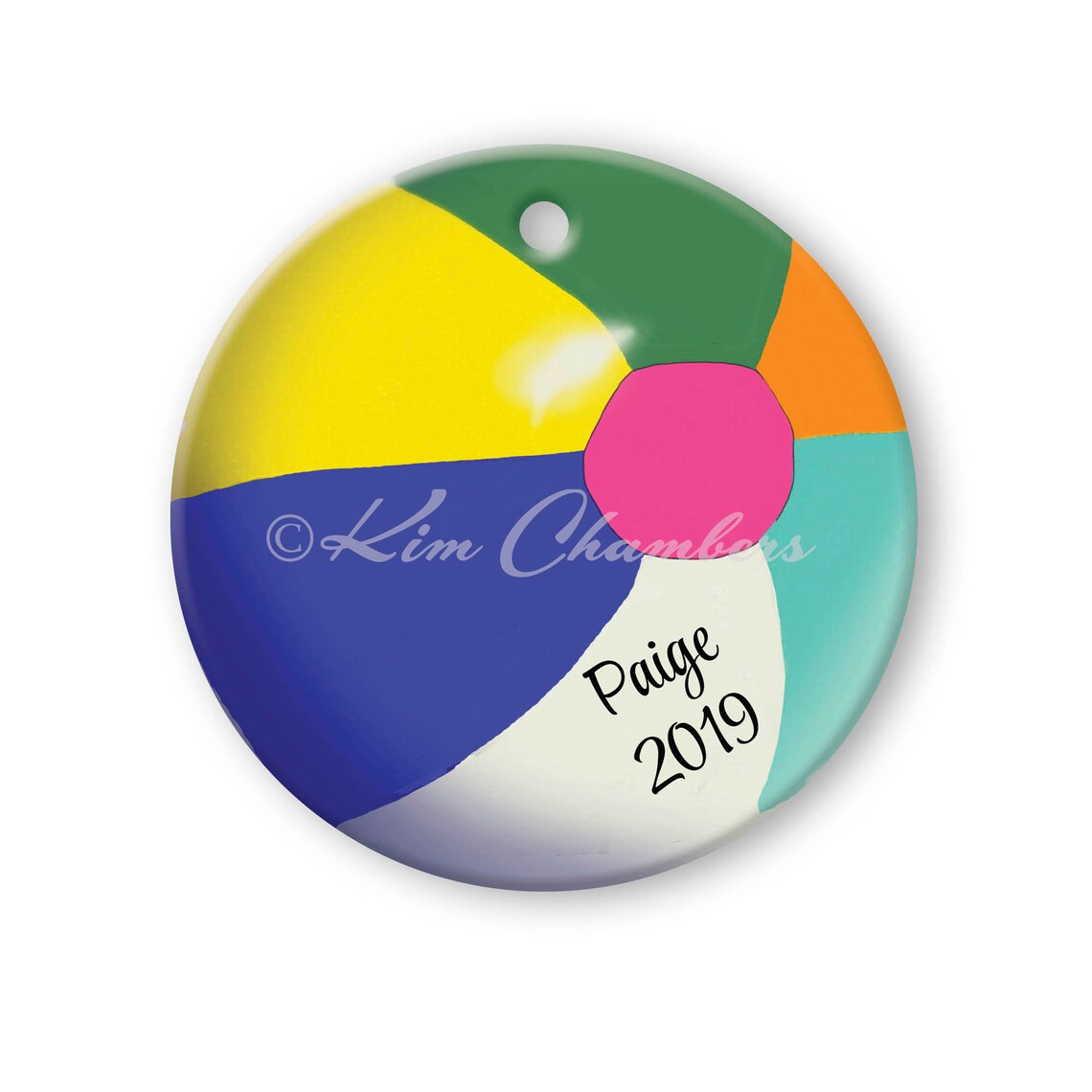 Beach Ball Personalized Porcelain Ceramic Round Christmas Etsy