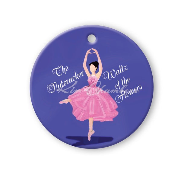 Waltz of the Flowers I (All Pink) Round Porcelain Ceramic Christmas Ornament (Tchaikovsky's Nutcracker Ballet) A Kim Chambers Original