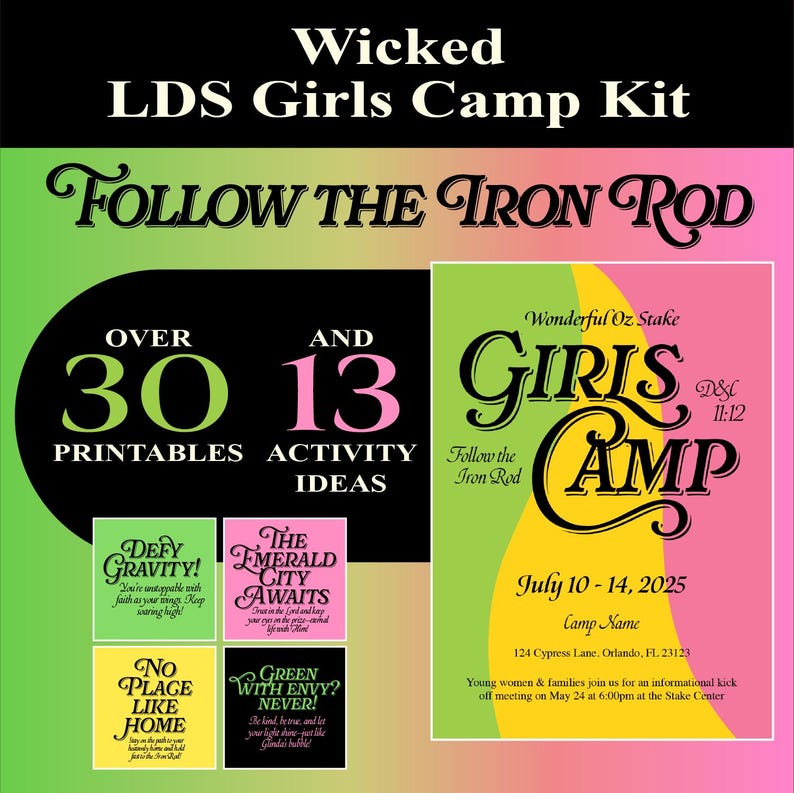 2025 LDS Young Womens Girls Camp Digital Bundle | Wicked Theme ...