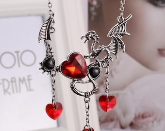 Metal Dragon Necklace | Gothic Accessories | Silver Alloy Jewellery