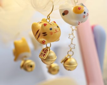 Bell Lucky Fortune Cat Earring | Cute Accessories | Handmade Jewelry