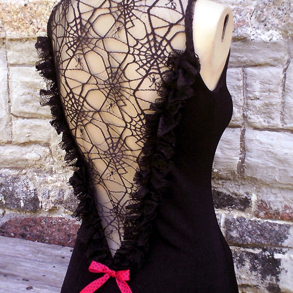 DOLEFUL ANTOINETTE TOP / your size / You Bad Girl handmade fashion / black frills spider web lace decadent emo morticia punk rock halloween