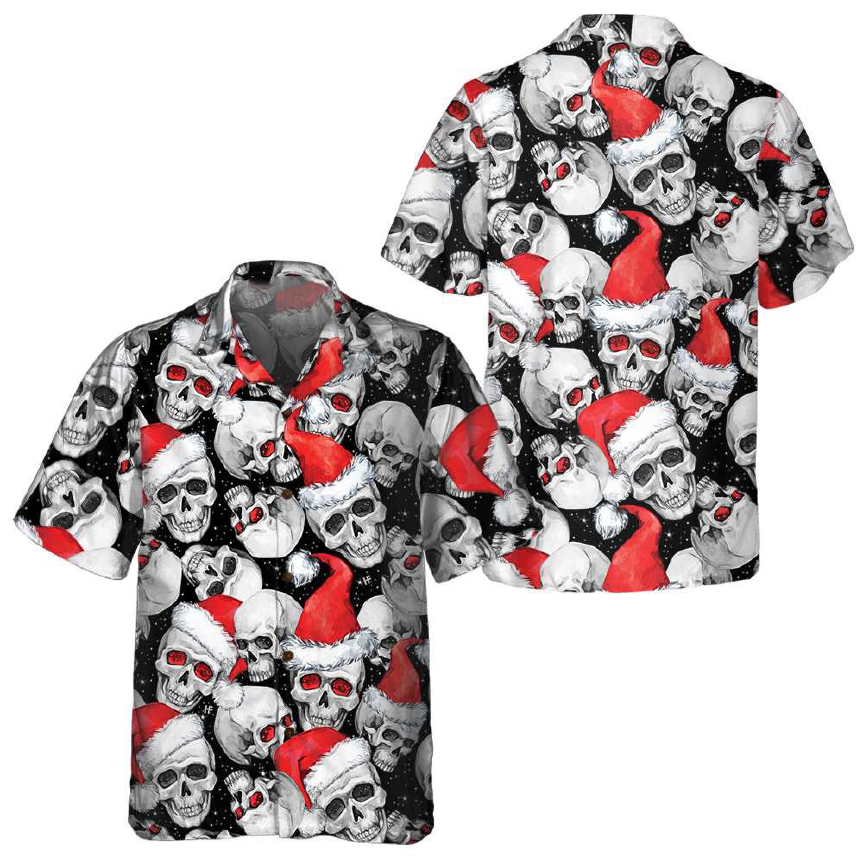 Discover Christmas Santa Skull Hawaiian Shirt