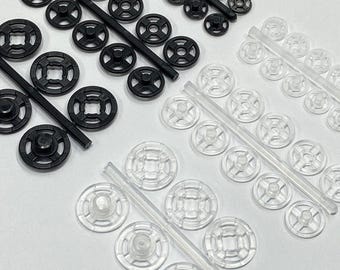 Plastic Snap Fasteners: Transparent & Black, 3-Size Sewing Snaps