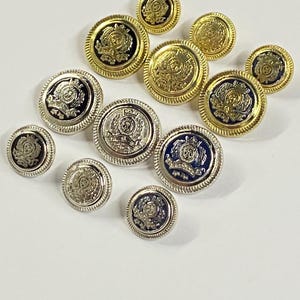 Crest Blazer Button Set: Metal Jacket Buttons