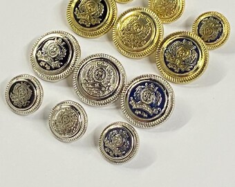 Crest Blazer Button Set: Metal Jacket Buttons