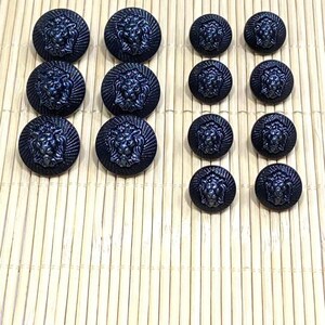 Lion Emblem Tan Button Set: Coats, Jackets, Cardigans - 6 Piece Black 1 Box (150pcs)