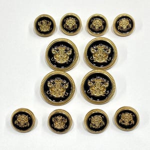 Double Lion Blazer Button Set: Gold & Black, 12 Piece