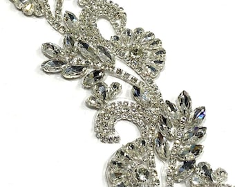 Iron-On Stone Strip / 50 Cm / Silver / Crystal Stone /Crystal Rhinestone Applique Trim – Bridal Iron-On Crystal Trim