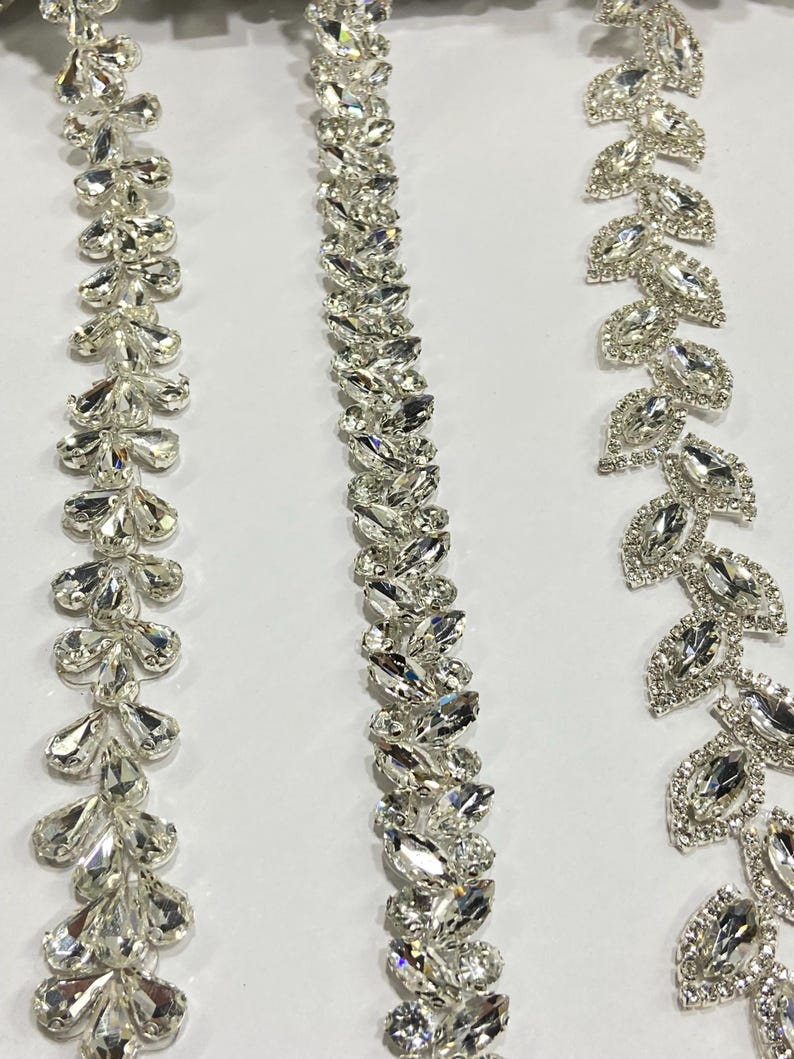 Crystal Rhinestone Applique Trim: Iron-on Bridal Belt Sash (1 Meter) - Etsy
