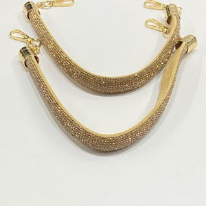Rhinestone Bag Strap – Pair of Crystal Handles with Soft Cotton Grip and Clasp Ends for Easy Attachment