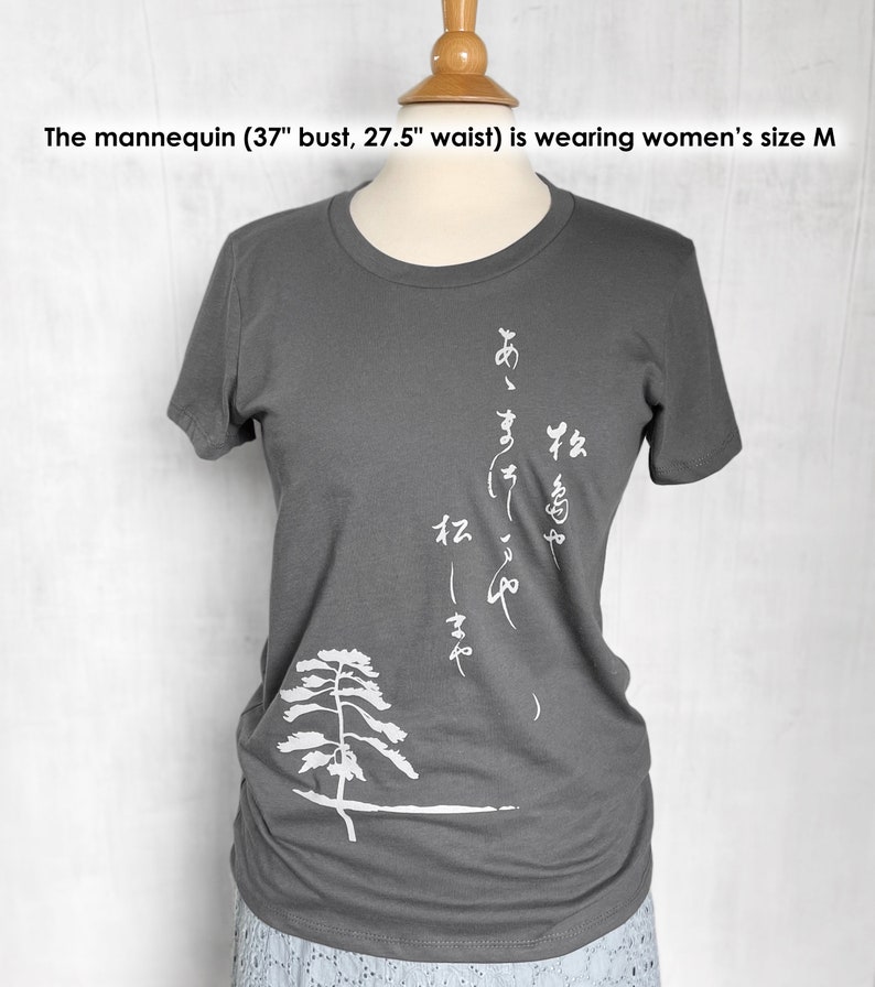 Womens Organic Cotton T Shirt Womens Graphic Tee Gray Crew Neck Tee Shirt Japanese Haiku Design Screen Printed Shirt image 3