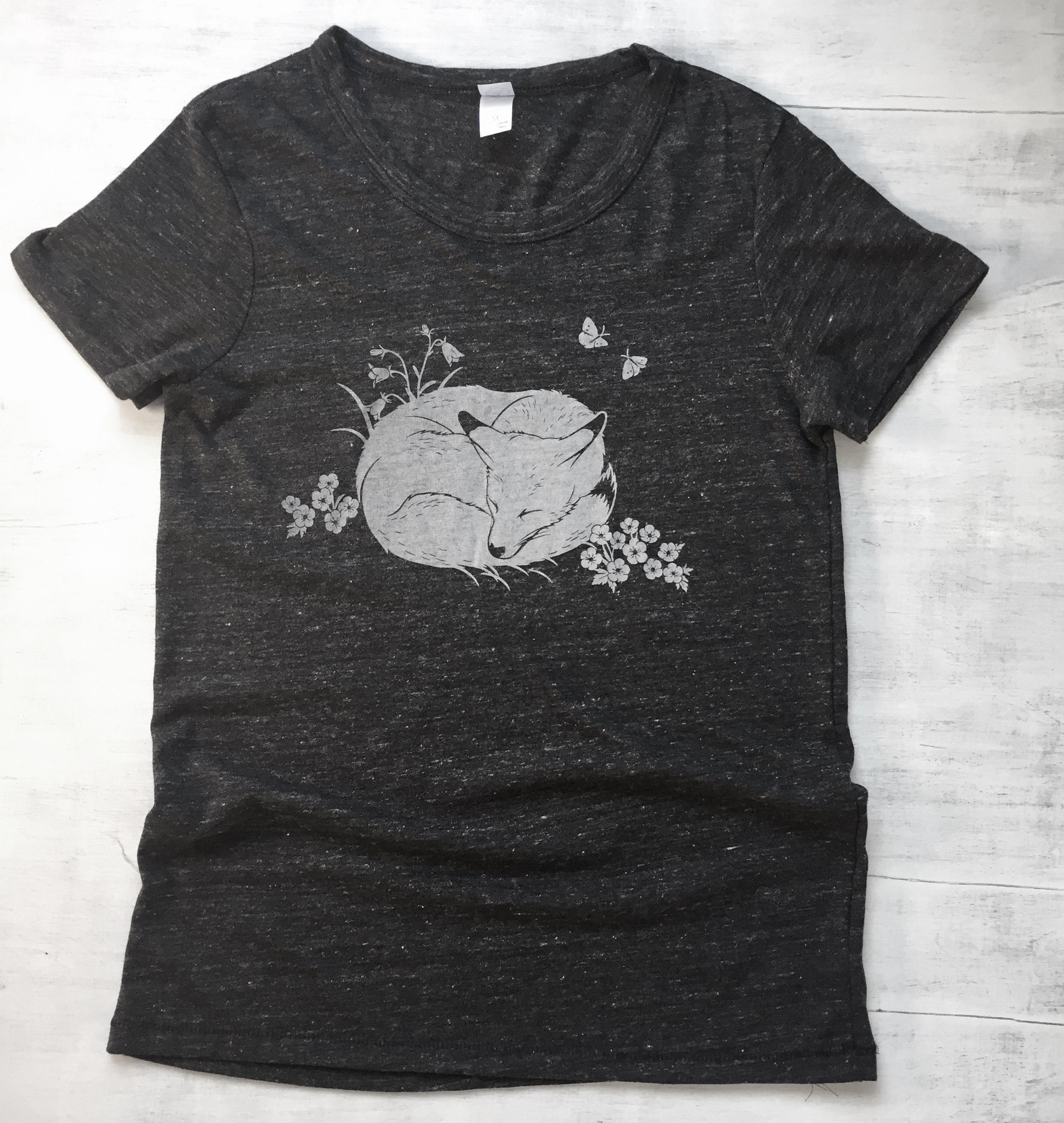 Heather Black T Shirt Graphic Tee for Women Fox Shirt | Etsy