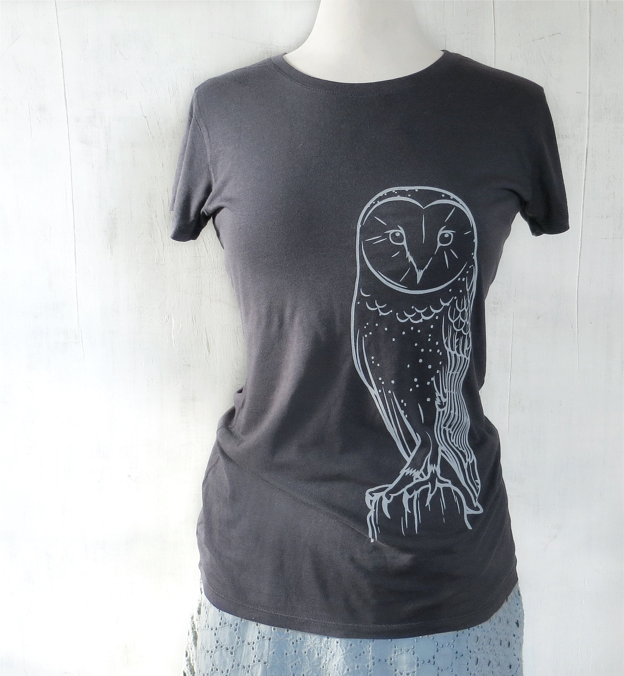 Barn Owl Graphic Tee, Organic Bamboo Cotton, Nature Lover Shirt