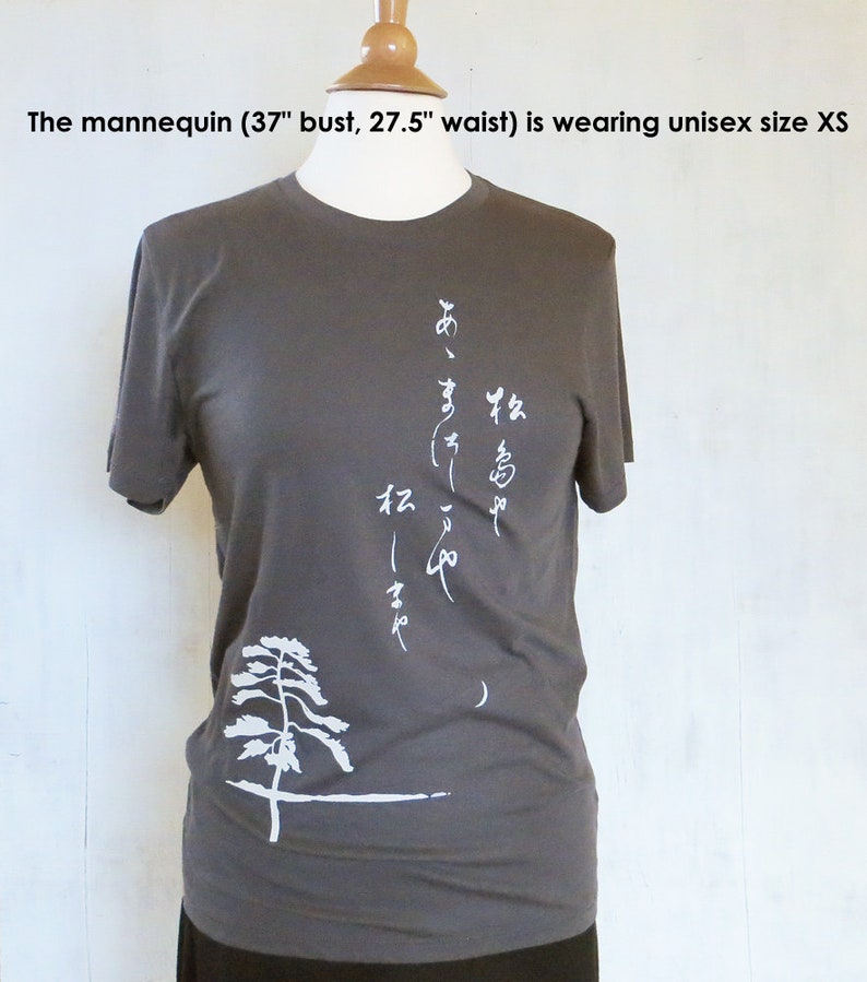 Womens Organic Cotton T Shirt Womens Graphic Tee Gray Crew Neck Tee Shirt Japanese Haiku Design Screen Printed Shirt image 5