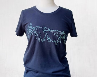 mountain ridge tshirt, mountain tshirt, tshirts for hikers, women's mountain shirt, women's hiking shirt, tees for women, organic cotton tee