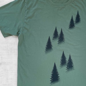 pine green pine tree t shirt men, nature lover gift, organic cotton tee, outdoorsy gifts for men, 2nd anniversary gift for husband, hiking