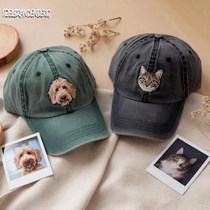 Custom Embroidered Pet Hat Using Pet Photo Hat, Personalized Dog Hat, Custom Cat Hat, Embroidery Hat Dog Photo, Gift for Dog Lovers