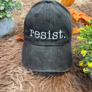 Resist Embroidered Washed Hats FDT Democrat Gift, Political Protest Resist Baseball Cap, Leftist Anti-MAGA Liberal Progressive Hat