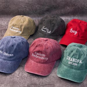 Personalisierte Vintage gestickte Kappe, Logo-Baseballmütze, gestickte Textmütze, Sorority-Hut, Unisex-Baseballmütze, Bachelorette-Hüte