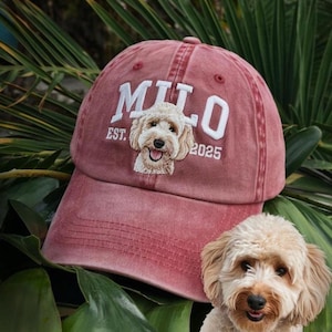 Custom Embroidered Pet Hat Using Pet Photo Hat, Personalized Dog Hat, Custom Cat Hat, Embroidery Hat Dog Photo, Gift for Dog Lovers