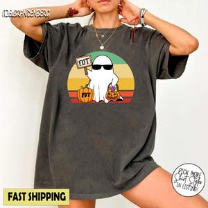 Comfort Colors® Spooky Anti Trump Halloween Retro Sunset Shirt, Funny Political Tee, Anti Trump Tee, Scary MAGA Parody Shirt, Protest Shirt