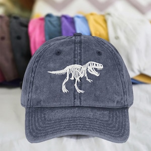 Dinosaur Skeleton Embroidered Cap, T-Rex Brontosaurus Hat, Dino Dad Hat, Science Gift, Jurassic Cap, Birthday Cap for Dad, Father Day Gift