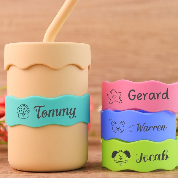 Custom Silicone Bottle Label,Silicone tag, Personalized Silicone Label Sippy Cup Label Water Bottle Label Baby Bottle Label Water Bottle.